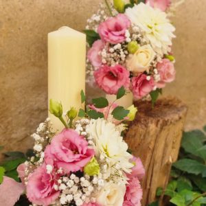 Lumanari cununie white&pink